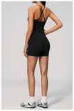 New Yoga Sets Women V Neck Back Criss Cross Sports Tank Top High Waist Butt Lift Shorts Fitness Suit Gym Running Workout Clothes