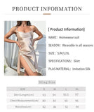 Women's Solid Silk Satin Split Slip Nightdress Elegant V Neck Backless Spaghetti Straps Sleep Dress Sleepwear Nightgowns