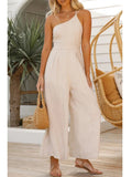 Foridol Waist Folds Backless Double Strap Casual Wide Leg Jumpsuit Long Pants Green 2025 New Female Loose  Jumpsuit