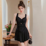 New Plus Size High-end Integrated Slim Fit Waist Sports Hot Spring Vacation Small Fresh Flat Angle Women's Swimsuit