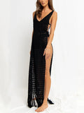 Sexy Fringe Tassel Knitted Crochet Tunic Beach Cover Up Women Long Dresses Cover-ups Beach Dress Beach Wear Beachwear Female