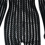 FDYOUI Sexy See-through Bodysuit Women's Long Sleeve Night Club Overalls Black Streetwear Lady Chic One Piece Party Jumpsuits