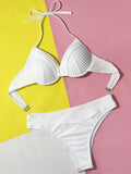 Underwired Bra Cup Halter High Waist Bikini Women Swimsuit Female Swimwear Two Pieces Bikini Set Push Up Bathing Suit Swim Lady