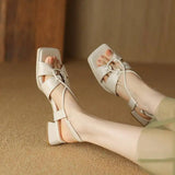 2026Summer New Model Fashion Middle Heeled Women's Sandals Black Buckle Open-toe Comfortable Hollow-out Women's Shoes High 3.5cm