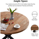 3-Piece Dining Table Set for 2 - Space Saving 37-Inch Round Table and Chairs,