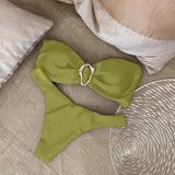 Bandeau Bikini Push Up Swimwear Women Swimsuits 2026 Sexy Brazilian Bikini Set Thong Micro Biquini Female Solid Beachwear