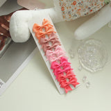 10Pcs/card Grosgrain Ribbon Bows Hair Clips For Girls Small Trailing Bowknots Hairpins Headwear Kids Hair Accessories