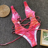 6 Colors New Sexy One Piece Swimsuit Swimwear Women Leopard Snakeskin Print Hollow Cross Straps One-piece Bathing Suit Beachwear