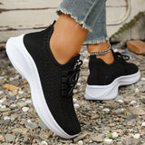 Spring Summer Breathable Mesh Sport Shoes Women Slip On Hollow Out Knitted Flats Shoes Woman Plus Size 43 Thick Sole Sneakers