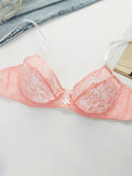 New Women's Underwear Set Lace Pink Flower Sexy Ultra Thin Underwear 2-piece Set Bra And Thongs Push Up Bra MR2643