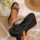 Plus Size 43 Chunky Platform Slippers Women 2026 Fashion Gold Wedge Heeled Sandals Woman Summer Super High Heel Rome Sandals