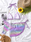 DEKA Brazilian Rainbow Rhinestones Bikini Set Swimsuit Crystal Bikini Set Triangle Swimwear G-string Bathing Suit