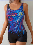 2026 Sporty Printed Slim Swimsuit Women One Piece Vintage Swimwear Female Sexy Bathers Bathing Swimming Swim Suit Beachwear XXL