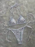 2026 Halter Metallic Sequins Bikini Women Swimsuit Female Swimwear Two Pieces Bikini Set Bather Bathing Suit Swim Lady Beachwear