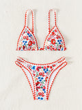 ZTVitality Sexy Floral Print Whip Stitch Bikini Set 2025 New Arrival Padded Bra Push Up Swimsuit Women's Swimwear Summer Biquini