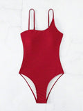 2026 Plain One Shoulder Swimsuit One Piece Solid Swimwear Women Sexy Bathers Bathing Swimming Swim Suit Female Beachwear