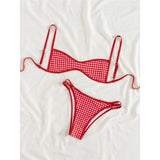 XS - L 2026 Plaid Printed Bikini Female Swimsuit Women Swimwear Polka Dot Bather Bathing Suit Swim Two-pieces Bikini set K8039