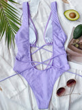 Deep V Neck Wrap Around High Cut Women Swimwear One Piece Swimsuit Female Monikini Tummy Cut Out Bathing Suit Swim Beach Wear