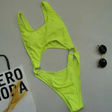 Sexy Splicing Tummy Cut Out Female Swimwear One Piece Swimsuit Women Tassel Monokini Bather String Bathing Suit Swim Bodysuit