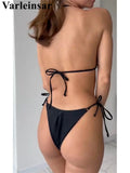 2026 Metal Ring Halter Bikini Female Swimsuit Women Swimwear Two-pieces Bikini set Strappy Padded Bather Bathing Suit Swim V8168