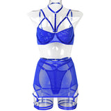 Toucheart Trendy Lingerie 4 Pieces Set Exotic Sexy Bra Eroctic Garter Underwear Set Women's Mesh See-through Luxury Underwear