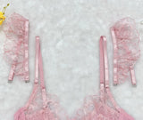 sexy lingerie embroidered see-through mesh bra with underwire four-piece set