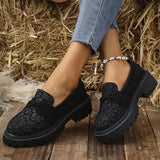 Leopard Faux Suede Loafers Shoes for Women Plus Size Platform Shoes Woman Bowknot Decoration Slip On Casual Shoes Mujer