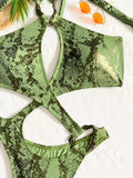 2026 New Sexy Hollow Out Women's Swimsuit Halter Lace-up Bodysuit Cross Bandage Backless Swimwear Push Up Bathing Suit Beachwear