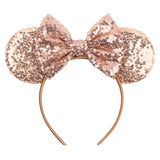 Disney Mickey Mouse Ears Leopard Print Headbands for Girls Baby Women Sequins 5"Bows Hair Accessories Adults Hairbands Kids Gift