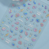 5D Deep Sea Fish Nail Art Stickers Shimmery Bubble Colorful Marine Life Nail Decals Summer Ocean Self Adhesive Manicure Decal