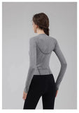 Women's round Neck Fitness Top for Autumn Running Training Pilates Yoga Workout Clothing Comfortable Training Top