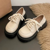 Elegant Lace-Up Platform Loafers for Women 2026 British Style High Heels Oxford Shoes Woman Preppy Style Pu Leather Shoes Female