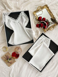 Two Piece Women's Pajamas Set with V Neck Lace Design Top Long Pants Fashionable And Comfortable For Spring And Summer Seasons
