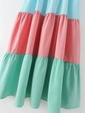 Foridol Multicolor Patchwork V Neck Sundress Smocked Strap Sleeveless A-line Female Midi Casual Summer Women Vestidos 2025