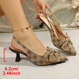 Fashion Design Stiletto High Heel Sandals Women Sexy Pointed Toe Printed Mules Sandals Woman Plus Size 43 Bowknot Party Shoes