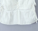 Foridol White Lace Tops for Women Summer Casual Side Tie Up Cotton Camis Top Buttons Casual Beach Vacation New Tops