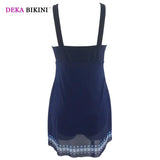 DEKA Vintage Deep V Swimwear Women Plus Size Bikini One Piece Swimsuit with Skirt Female Swim Dress Bather Beach Suit Large Size