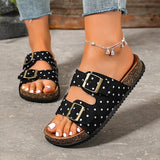 Vinatge Polka-Dot Birken Slippers Women 2026 Fashion Double Buckle Thick Sole Clogs Sandals Woman Plus Size 43 Summer Sandles
