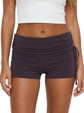 Women Workout Shorts High Waist Foldover Drawstring Bodycon Shorts for Gym Fitness Running Sporty Daily Casual Short Pants