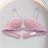 Purple deep V gather top bra women's big bust show small soft underwire bra sexy mesh bra