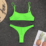 Neon Yellow Green Swimsuit Women Sexy Solid Push Up Micro Bikini 2026 Brazilian Summer Beach Bathing Suit Thong Swimwear Biquini
