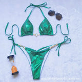 Micro Bikinis New Sexy Women Swimsuit Female Push Up Swimwear Solid Geen Bikini Set Bandeau Biquini Bathing Suit Beachwear