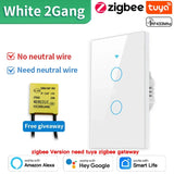 TNCE Tuya US Switch wifi zigbee, 1/2/3/4 gang, No-Neutral/Wire LED light control Wall Button, smart voice with Alexa Google Home
