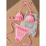 Printed Halter Bikini Female Swimsuit Women Swimwear Two-Pieces Bikini Set High Leg Cut Strappy Bather Bathing Suit Swim V8176