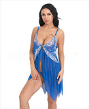 Toucheart Sexy Lingerie Set Women's Lace Nightgown Mesh See-through Suspender Dress Lace Patchwork Sexy Ultra Thin Pajama Set