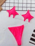 Micro Bikini Women Clear Strap Push Up Bra Neon Yellow Gold Transparent Swimsuit Women Triangle Bather Thong Swimwear Biquini