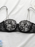 Sexy ultra-thin lace set black and sexy Lingerie two-piece set with steel ring and anti sagging women's underwear YS2900