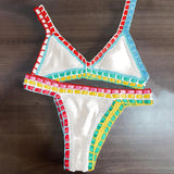 Pink Crochet Bikini 2025 Sexy Women Swimsuit Female Swimwear Micro Bikini Set Bandeau Swimming Suit Beachwear Brazilian Biquini