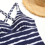 2026 Strappy Tankini Set Two Pieces Swimsuit Women Striped Swimwear Female Bathers Bathing Swimming Swim Suit Beachwear XXL