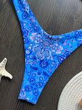 Floral Printed Wrinkled Bandeau Bikini Female Swimsuit Women Swimwear Two-pieces Bikini Set High Cut Bather Bathing Suit Swim